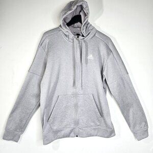adidas Light Grey Climawarm Full Zip Track Jacket with Hood